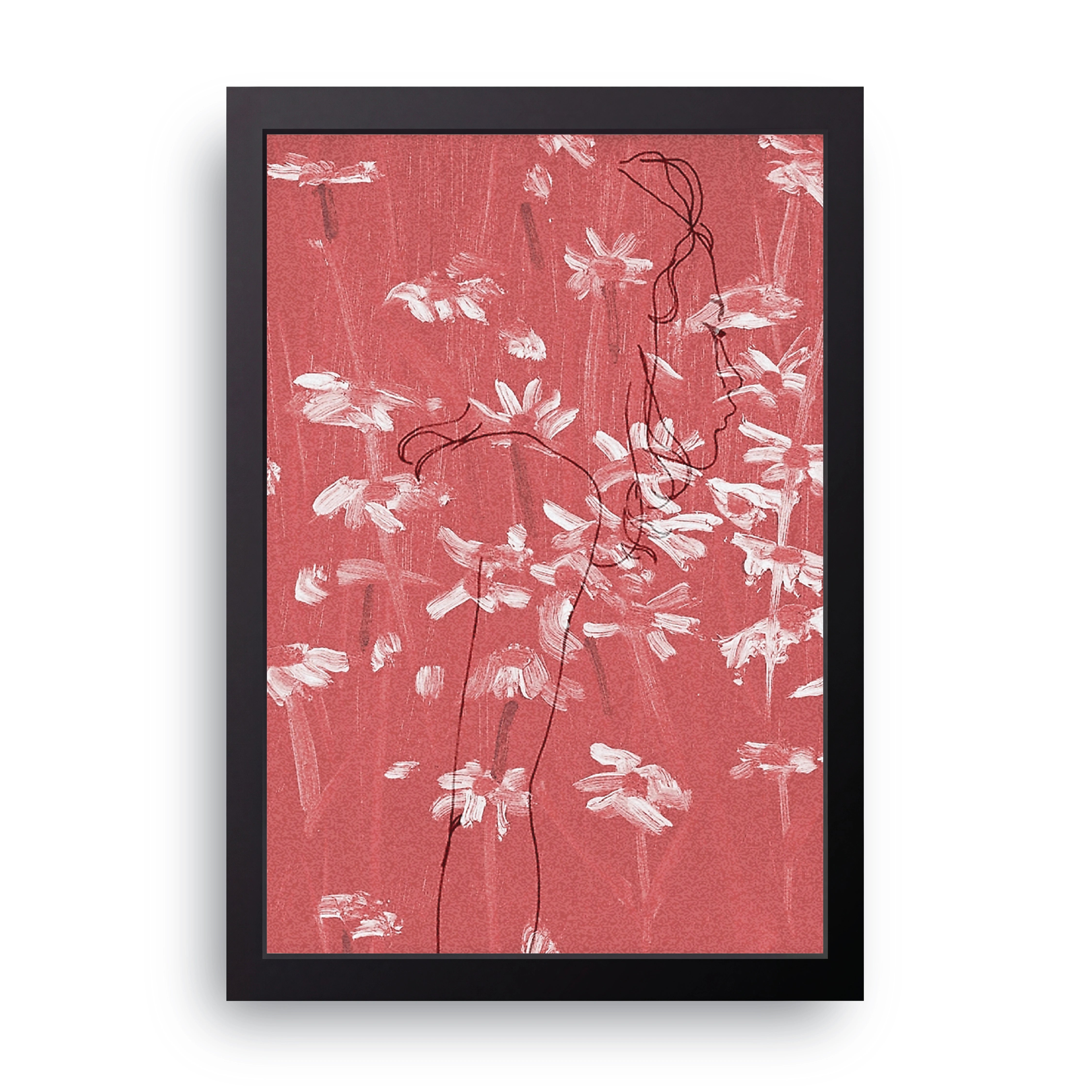 Red Floral Sketch FRAME