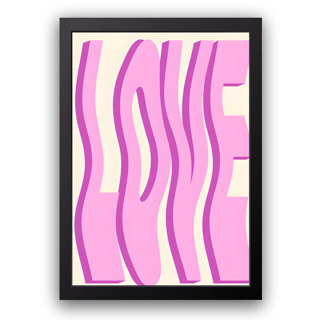 Love Waves art poster in black frame