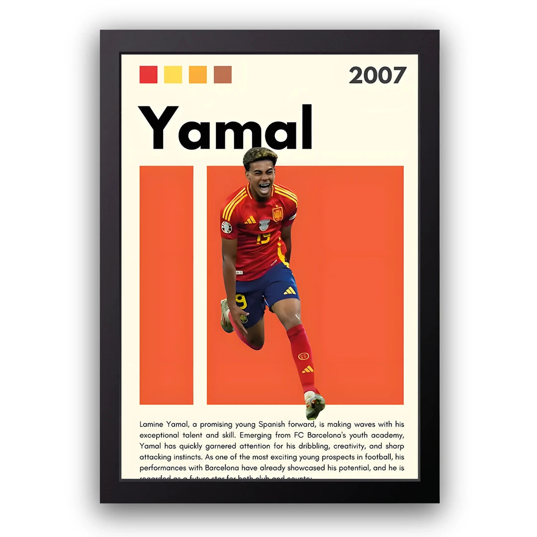 Yamal football poster in black frame