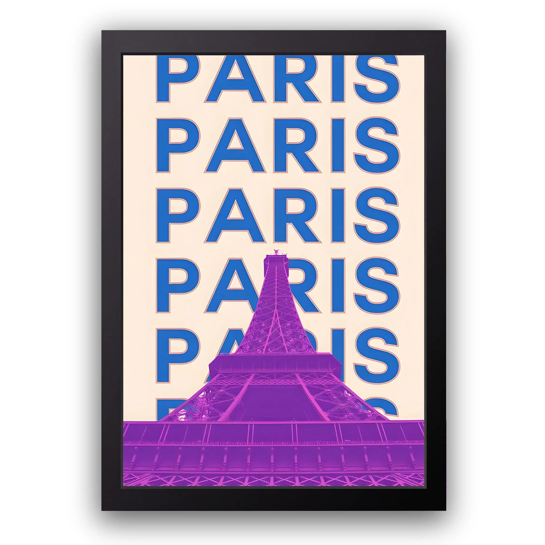 Paris travel poster in black frame