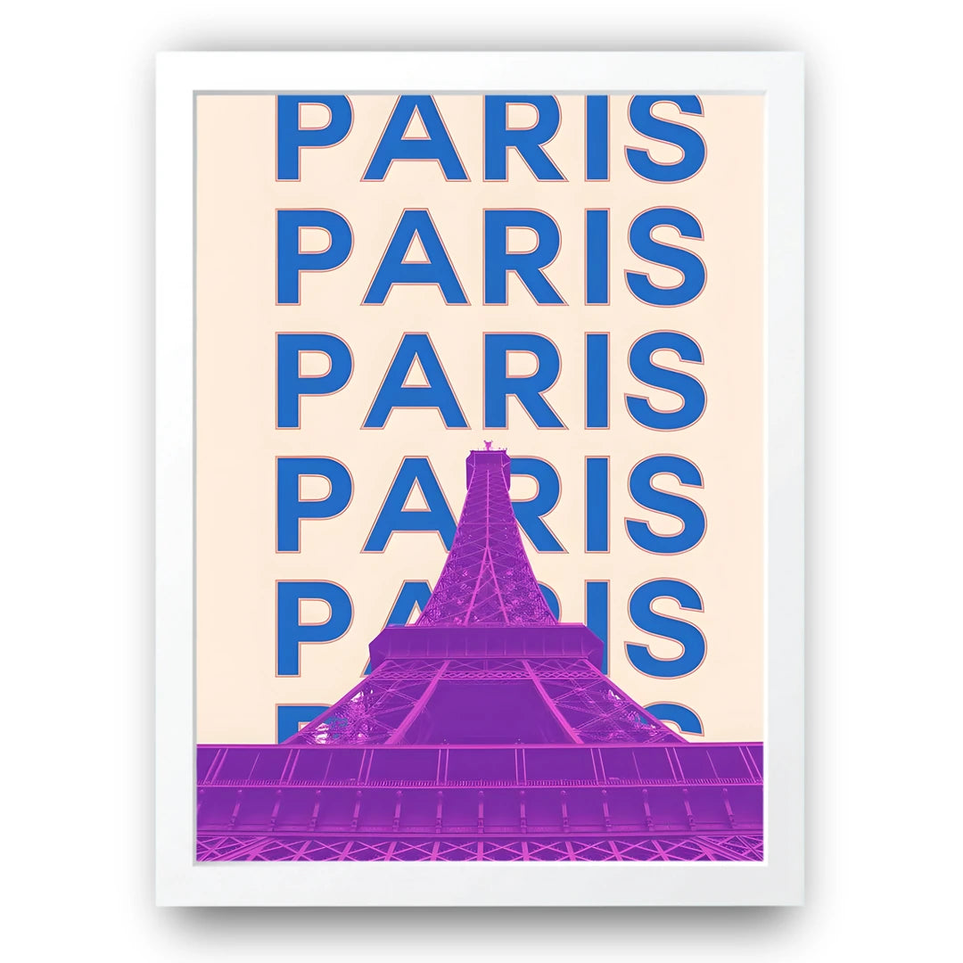 Paris travel poster in white frame