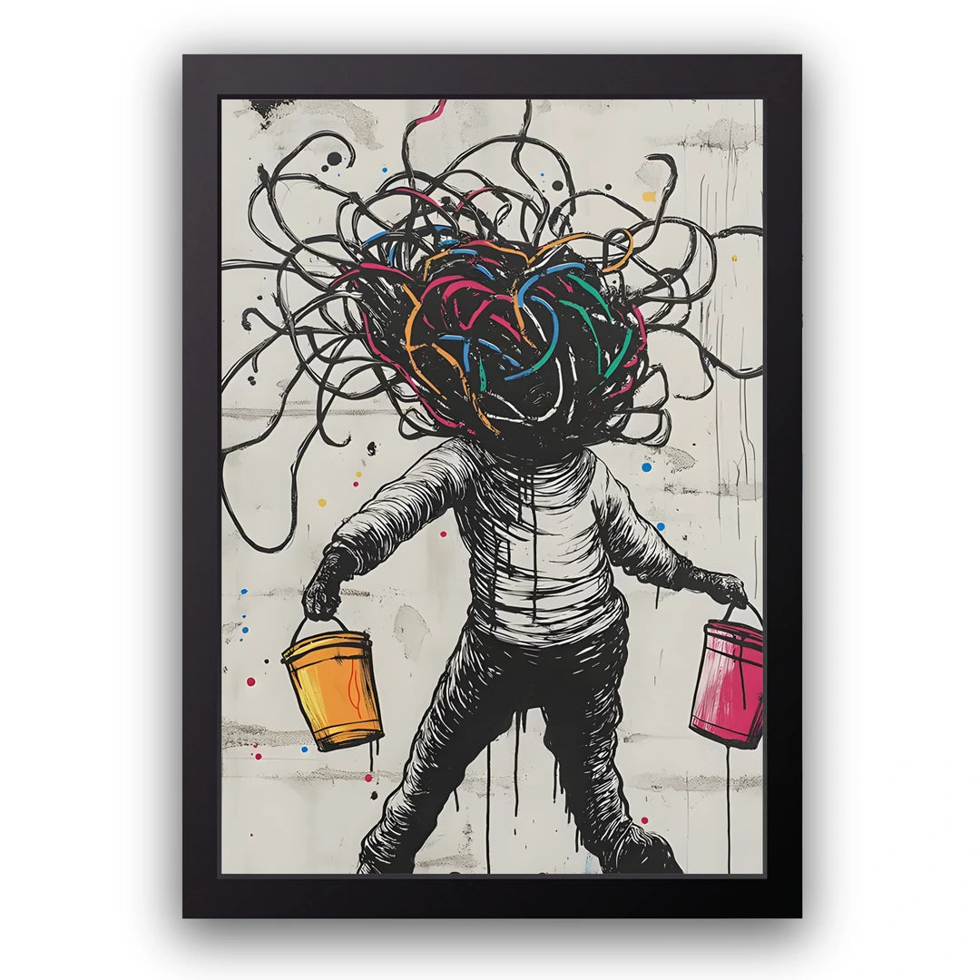 Tangled Mind art poster in black frame