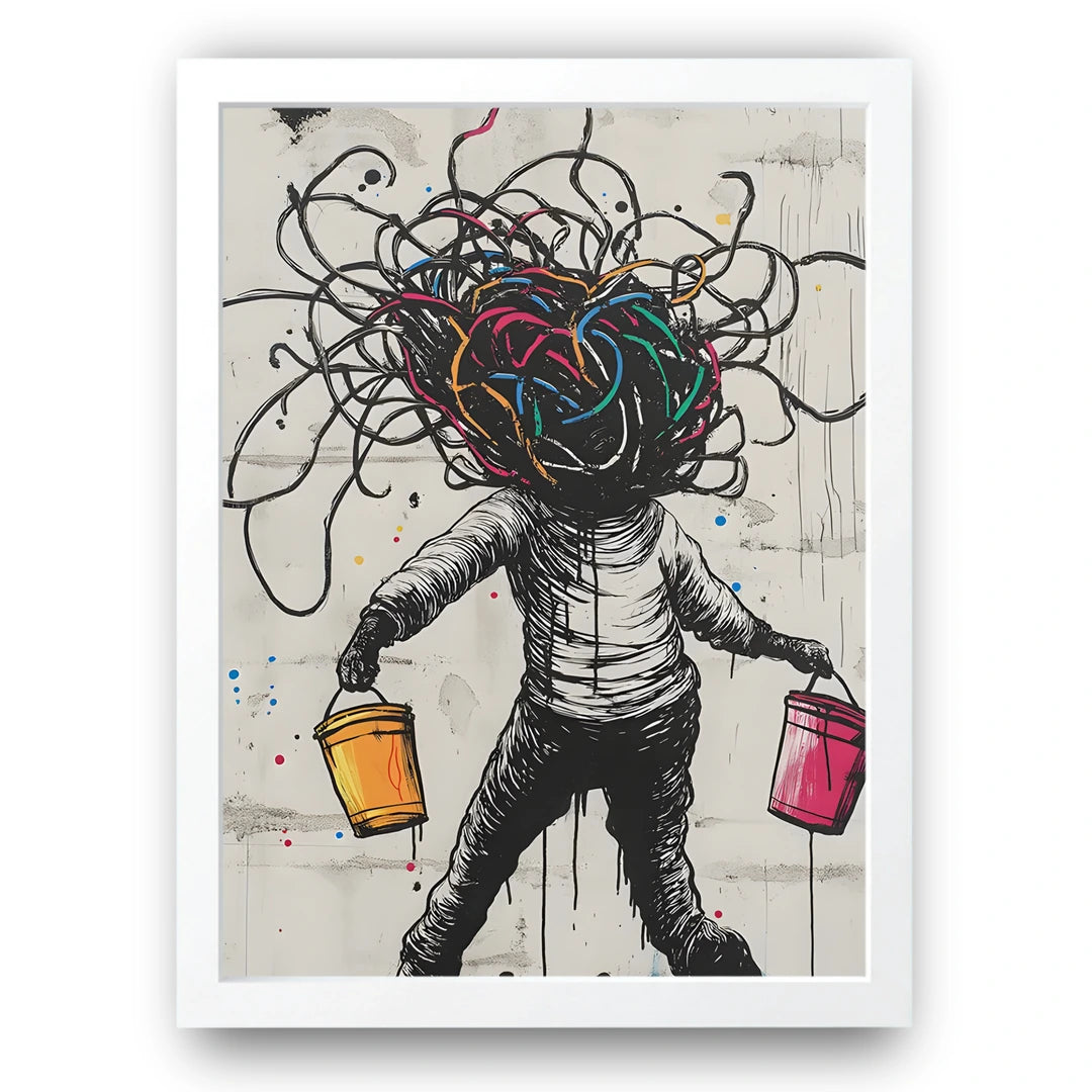Tangled Mind art poster in white frame