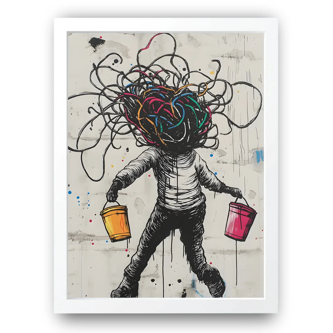 Tangled Mind art poster in white frame