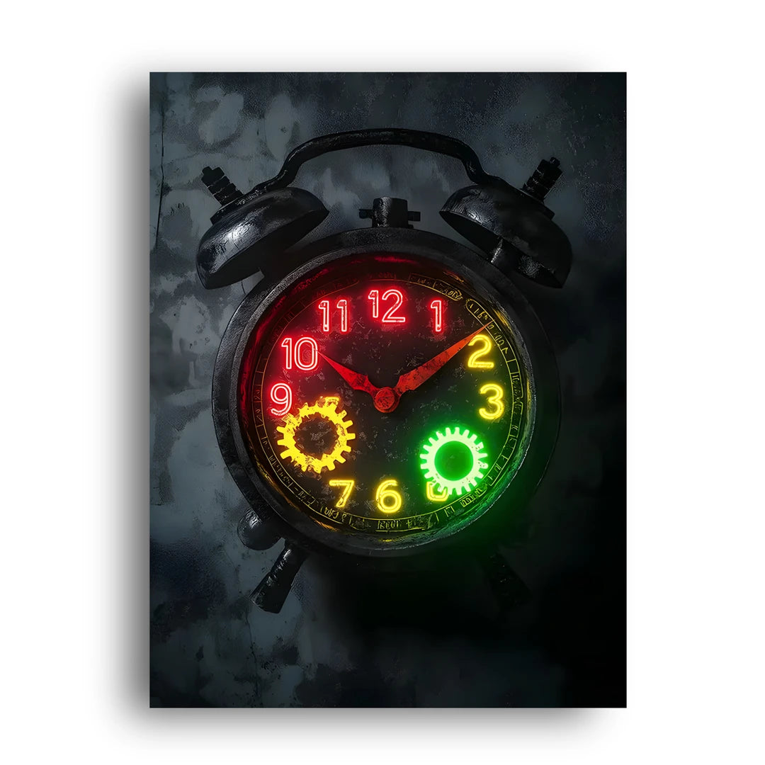 Neon Clock retro art poster unframed 350gsm paper