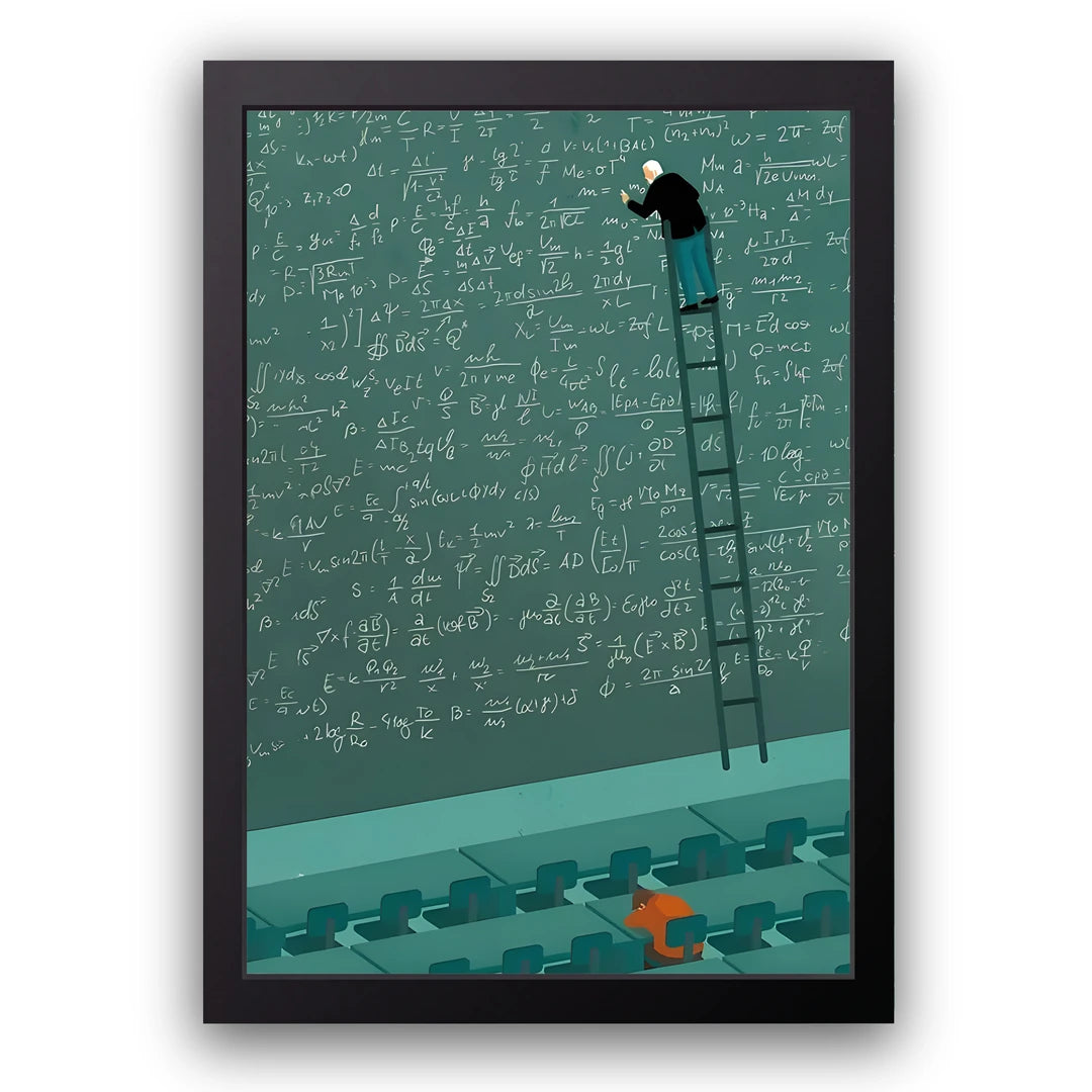Blackboard Theory engineering poster in black frame