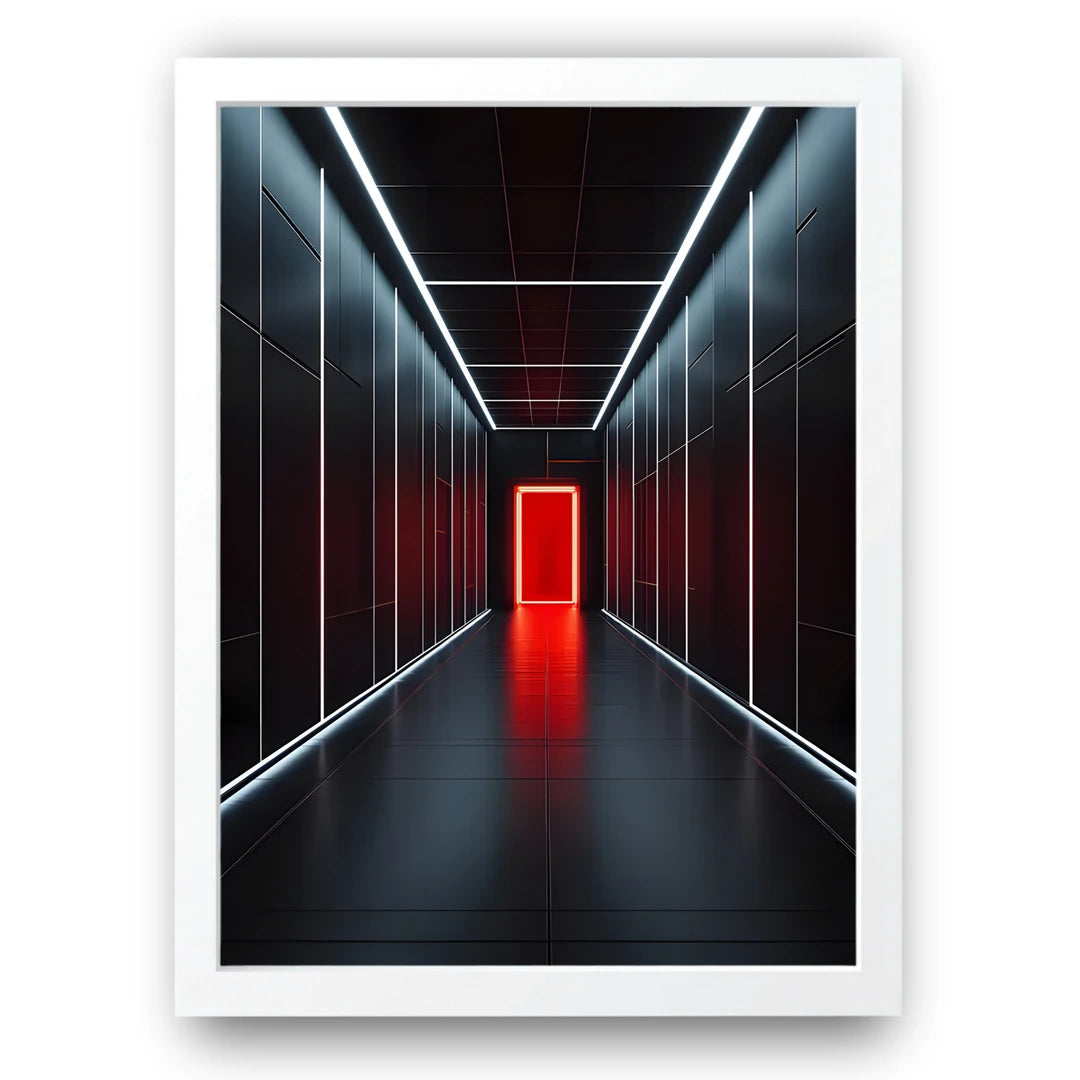 Red Door art poster in white frame
