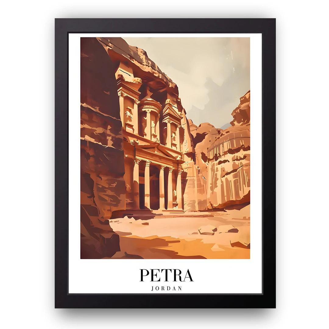 Petra travel poster in black frame