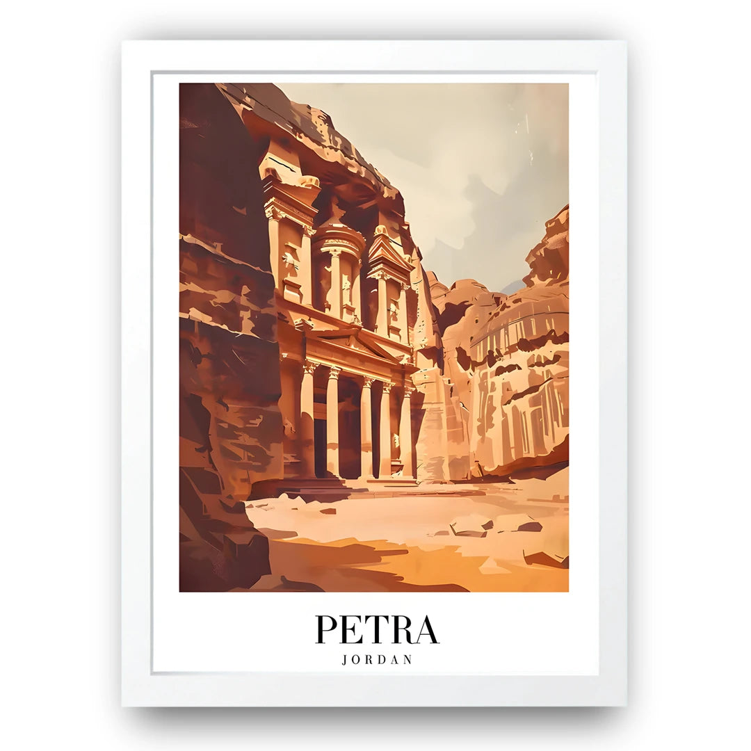 Petra travel poster in white frame