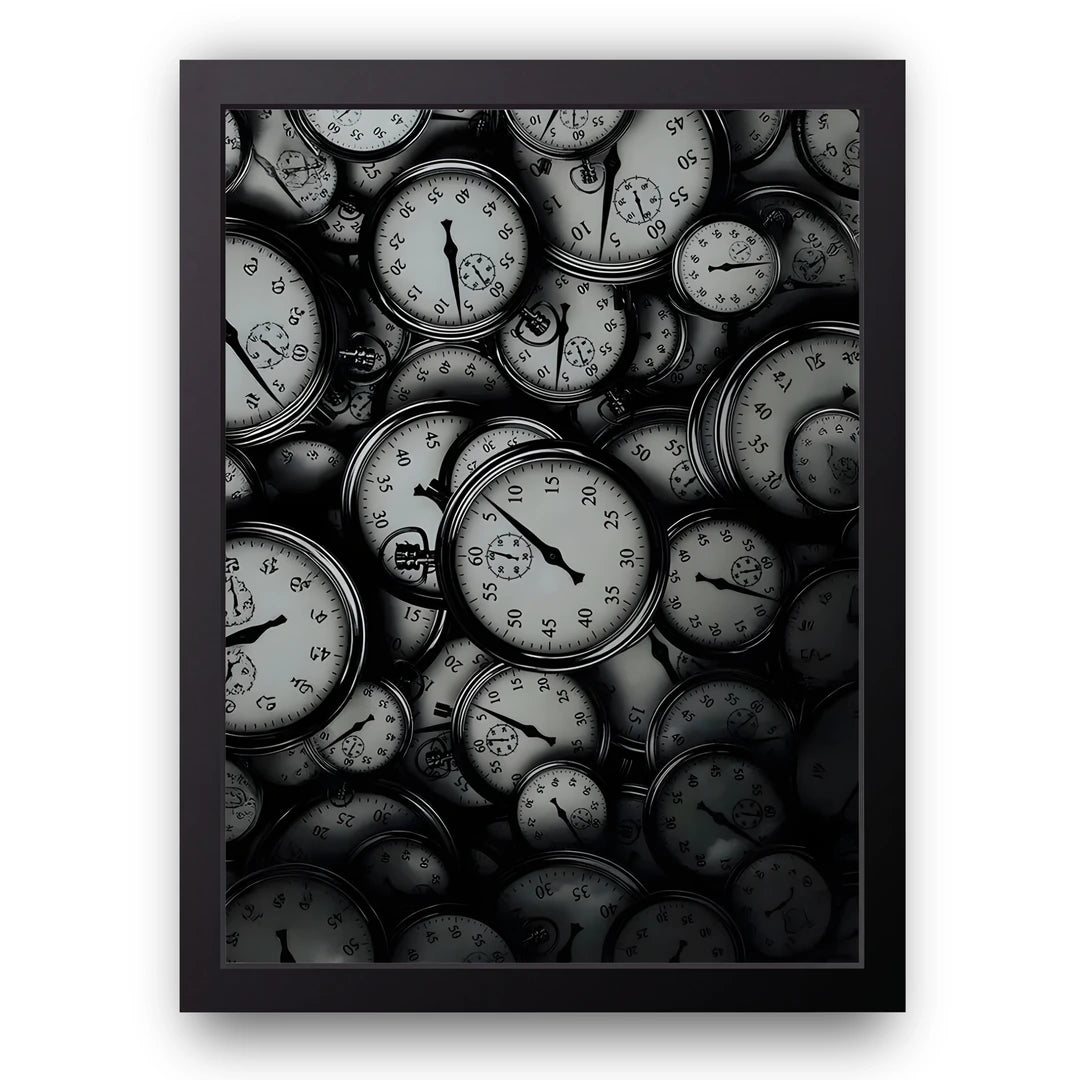 Stopwatches art poster in black frame