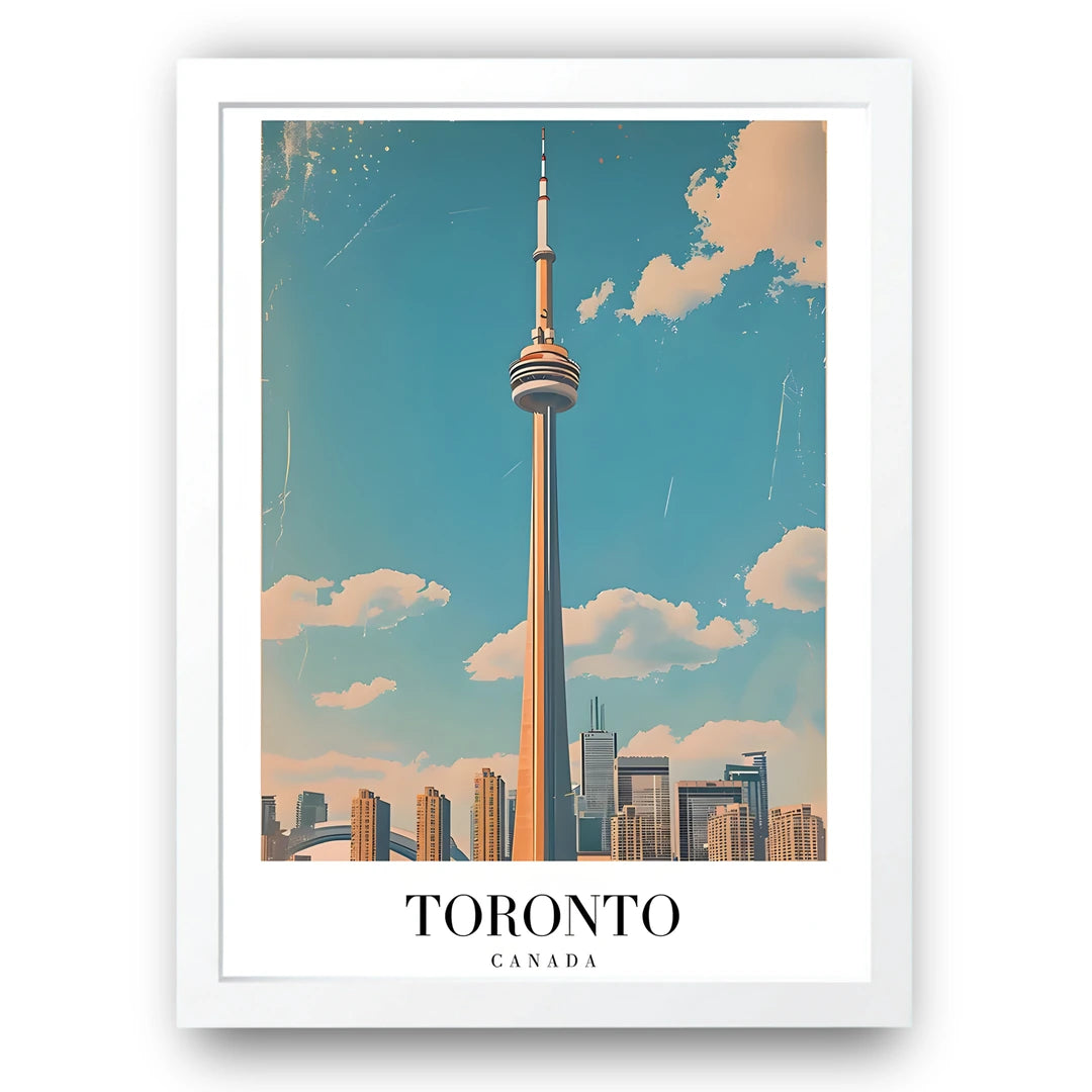Toronto travel poster in white frame