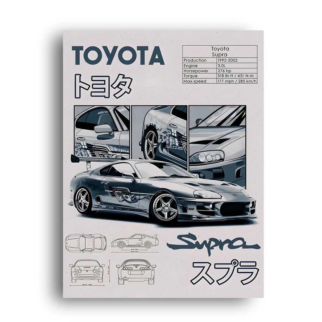 Toyota Supra Blueprint car poster unframed 350gsm paper