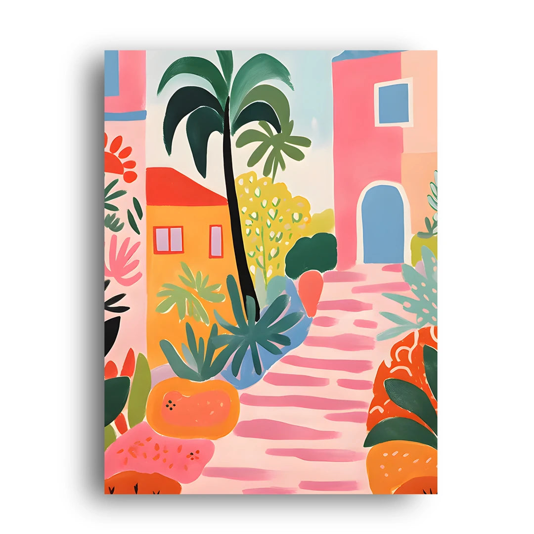Pastel Courtyard art poster unframed 350gsm paper