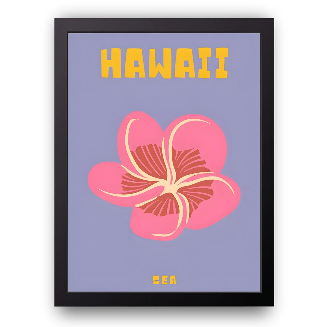 Hawaii travel poster in black frame