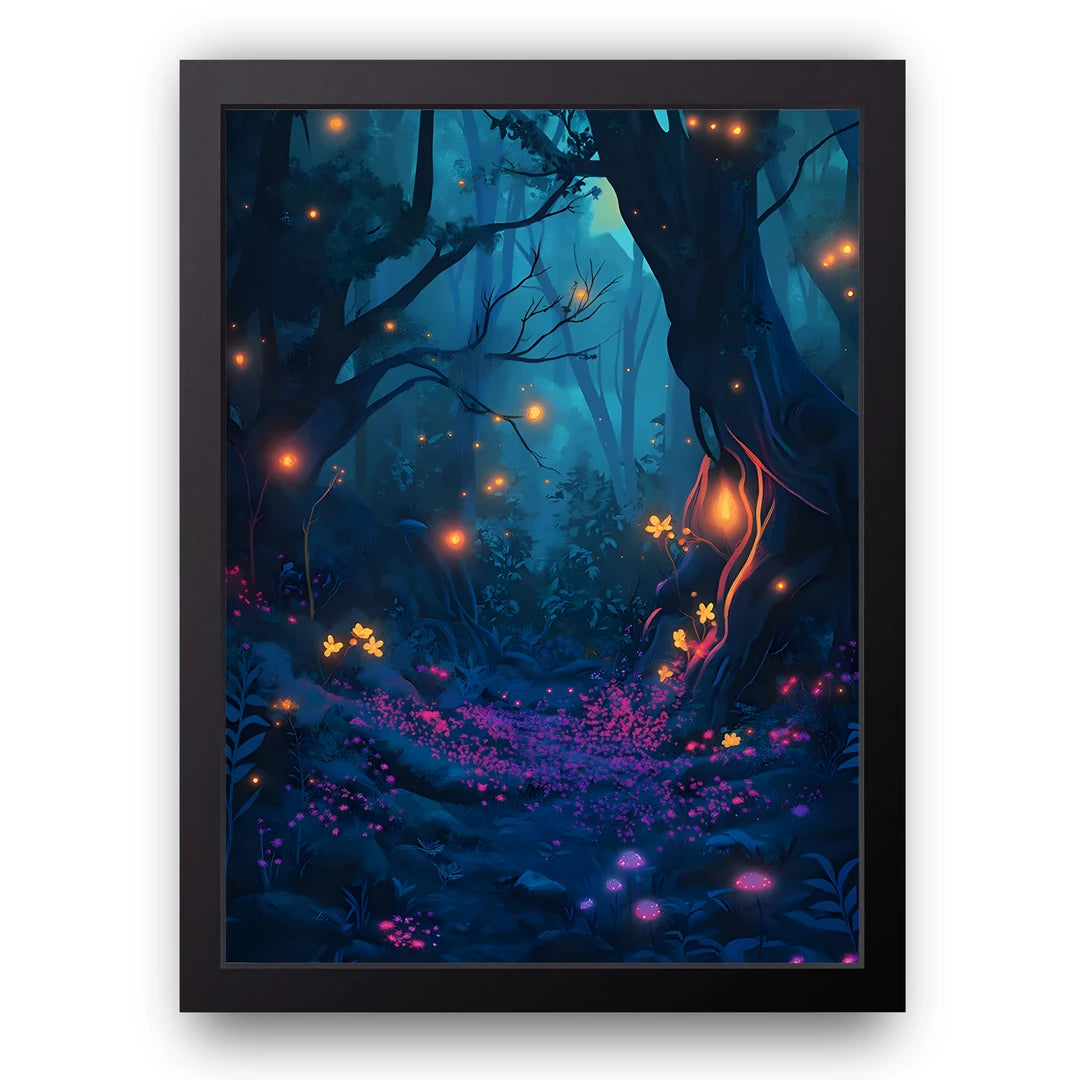 Enchanted Forest art poster in black frame