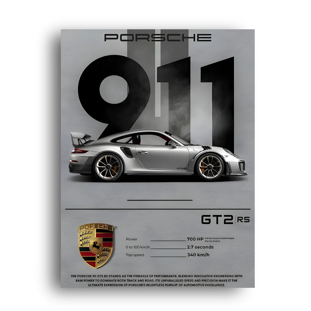 Porsche 911 GT2 RS car poster unframed 350gsm paper