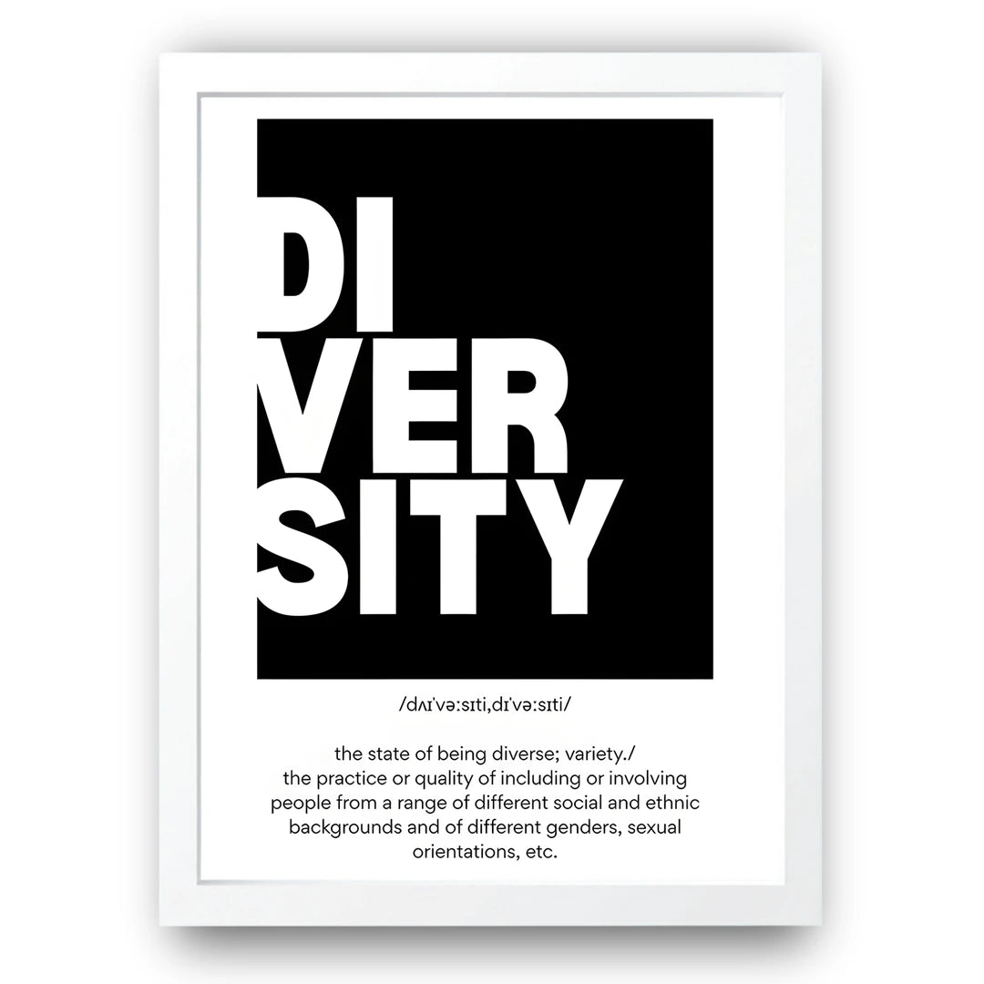 Diversity quote poster in white frame