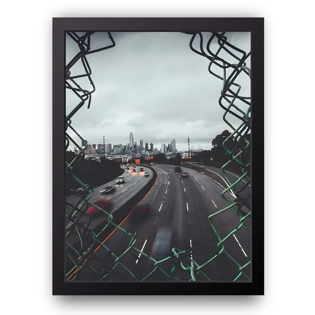 Freeway To The City art poster in black frame