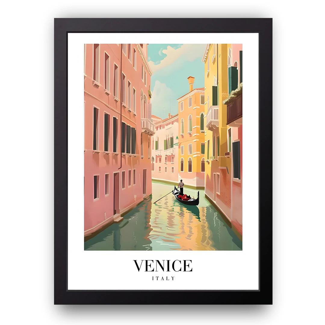 Venice travel poster in black frame