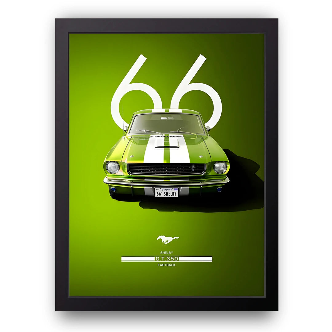 Shelby GT350 1966 car poster in black frame