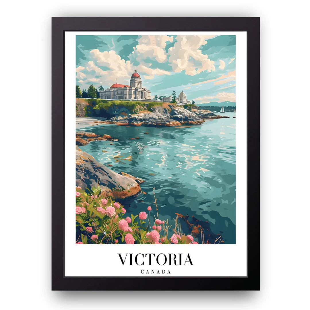 Victoria travel poster in black frame
