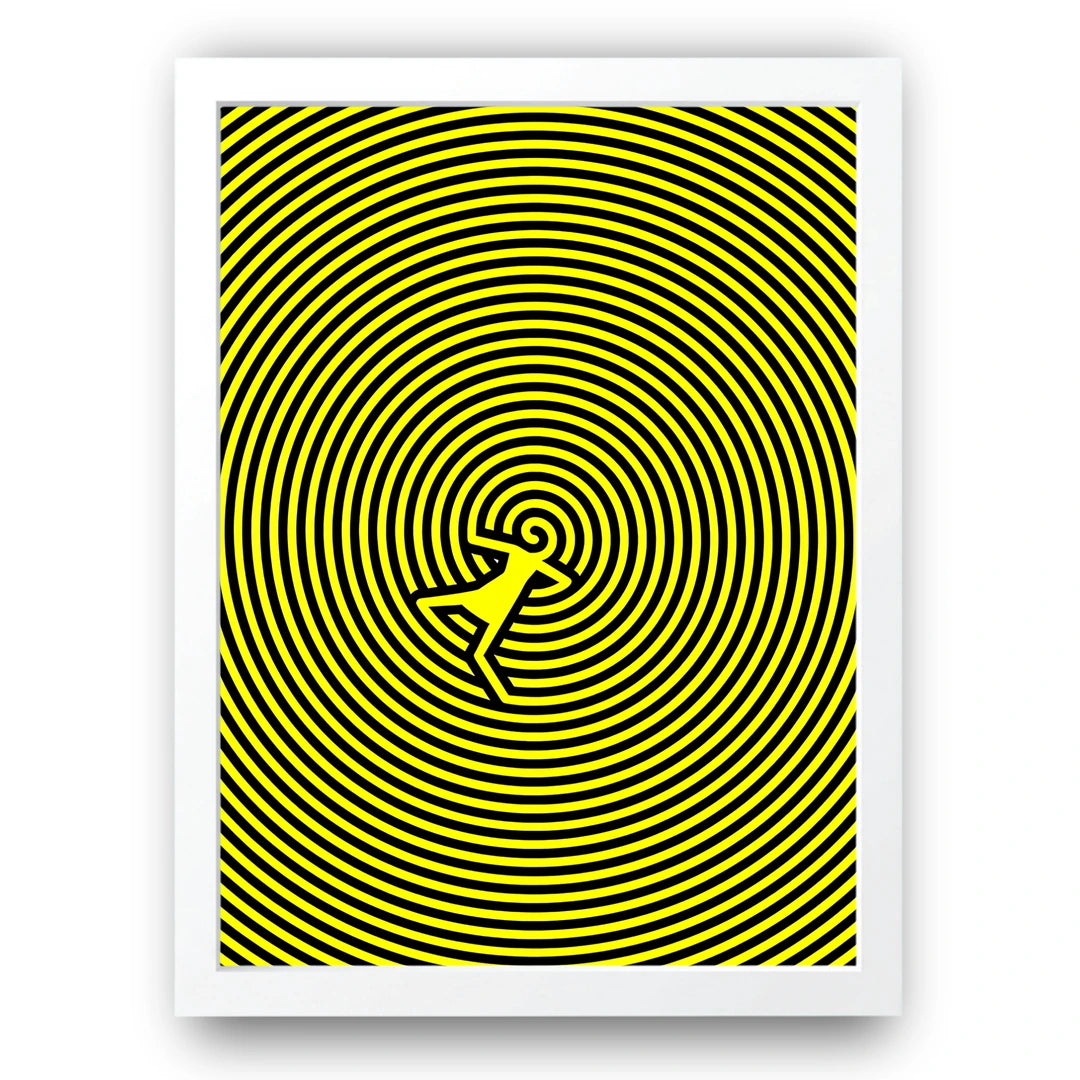 Hypnotic Spiral abstract poster in white frame