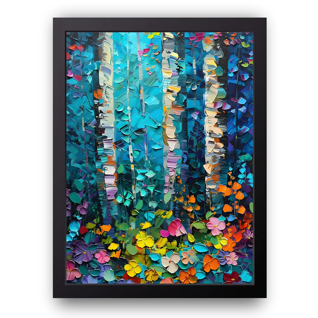 Palette Forest art poster in black frame