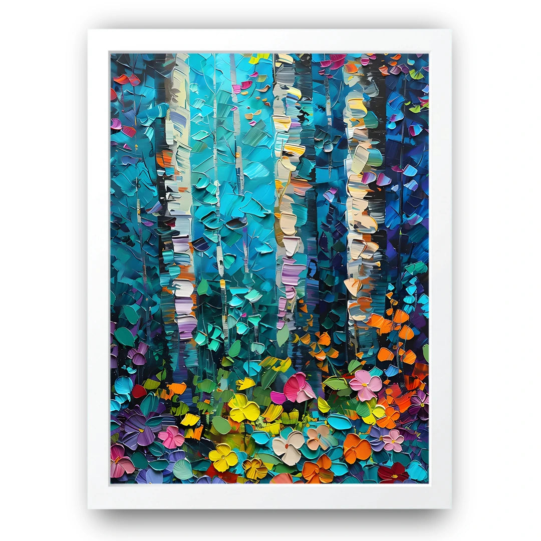 Palette Forest art poster in white frame
