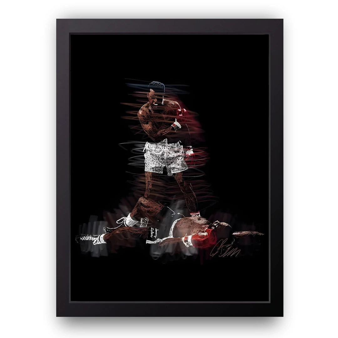 Ali Legacy boxing poster in black frame