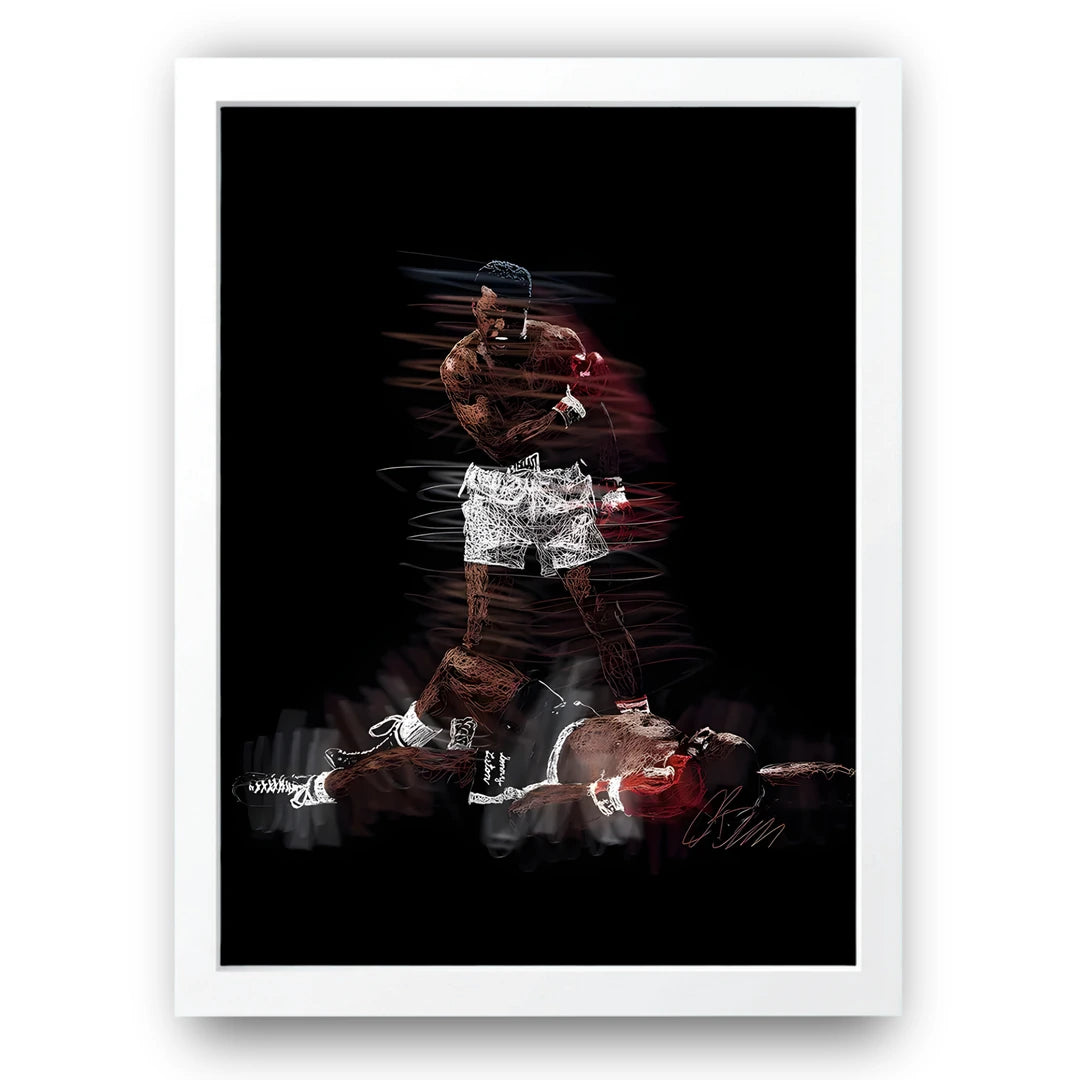Ali Legacy boxing poster in white frame