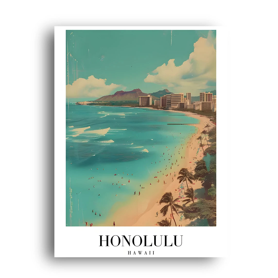 Honolulu travel poster unframed 350gsm paper