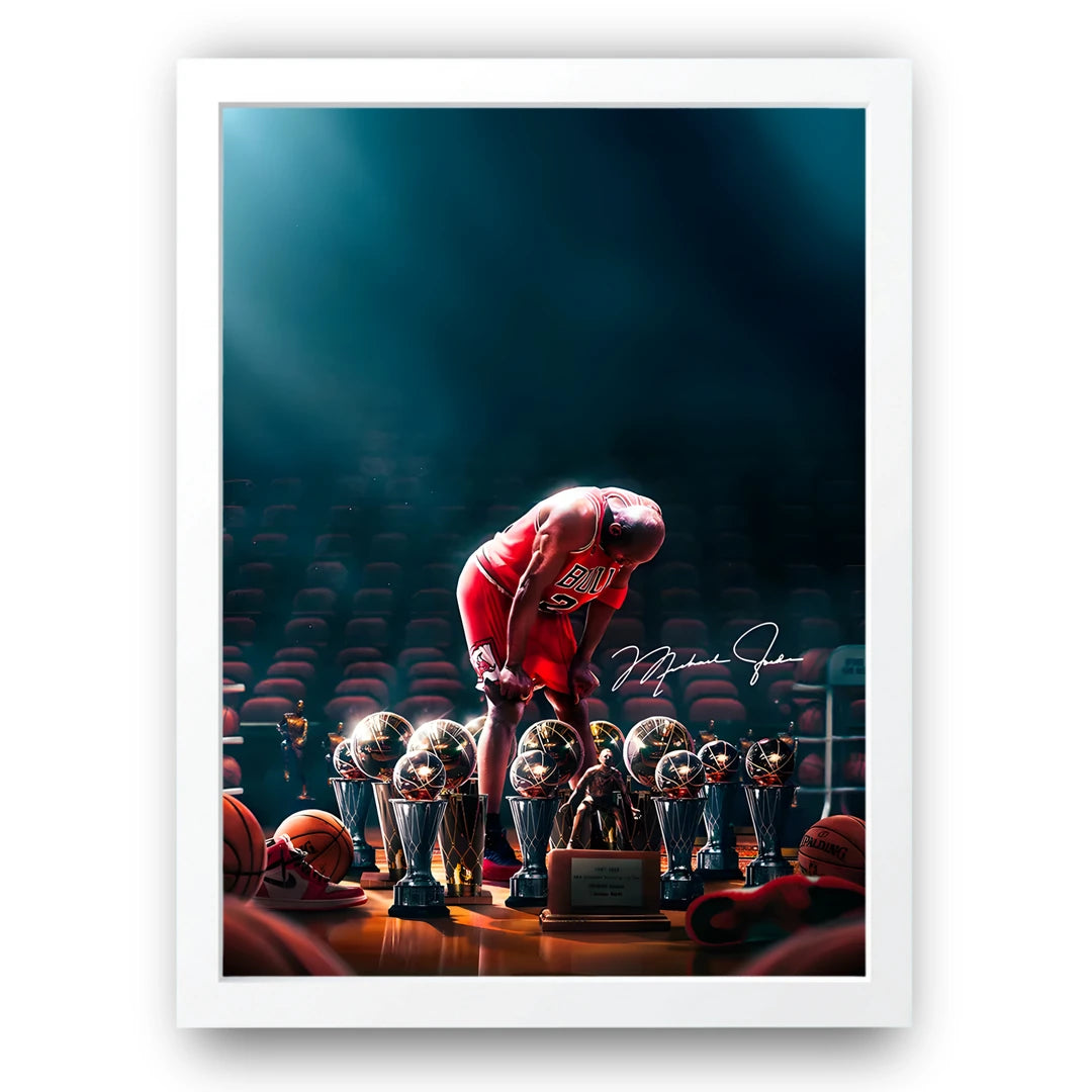 Trophy Room sport poster in white frame