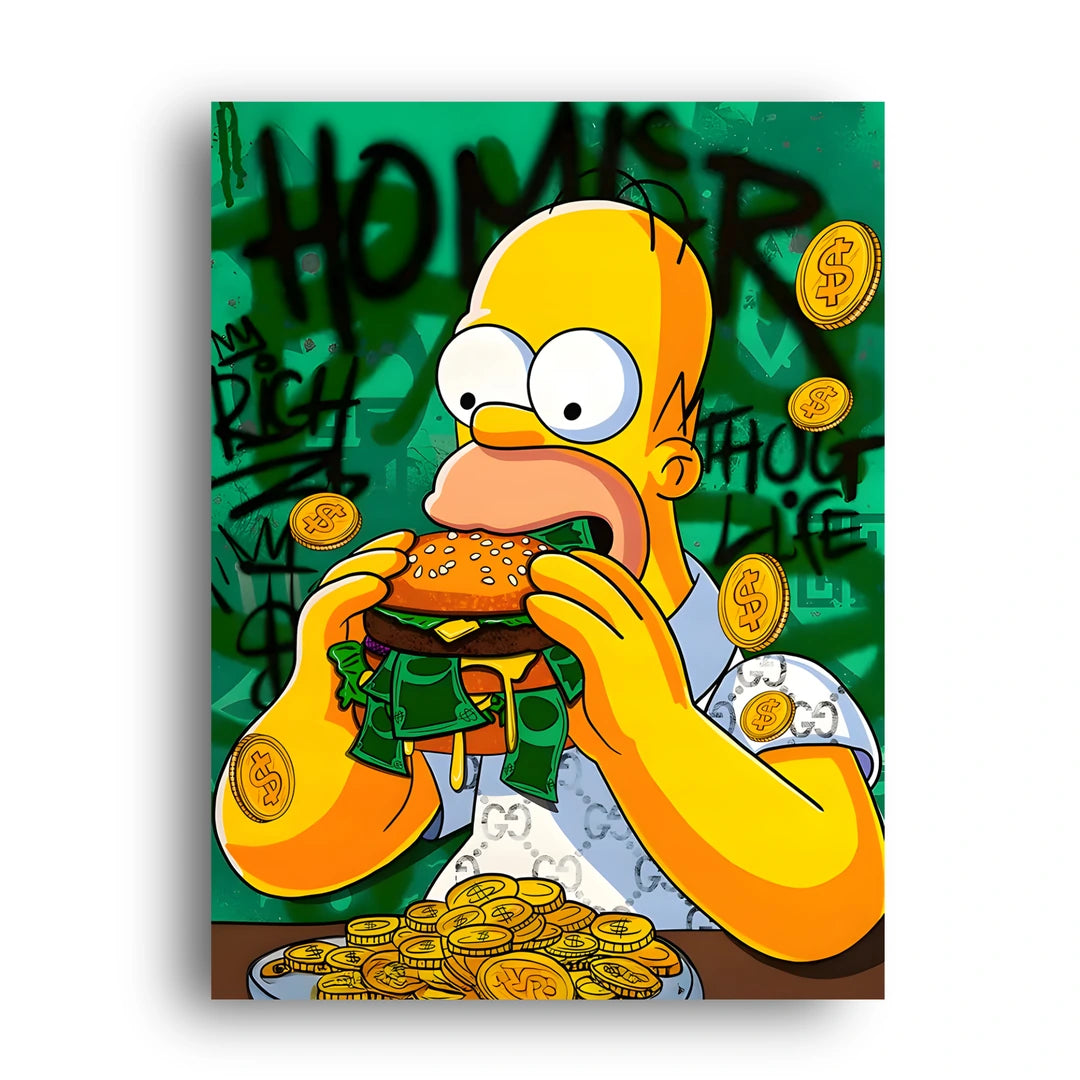 Homer Money cartoon poster unframed 350gsm paper