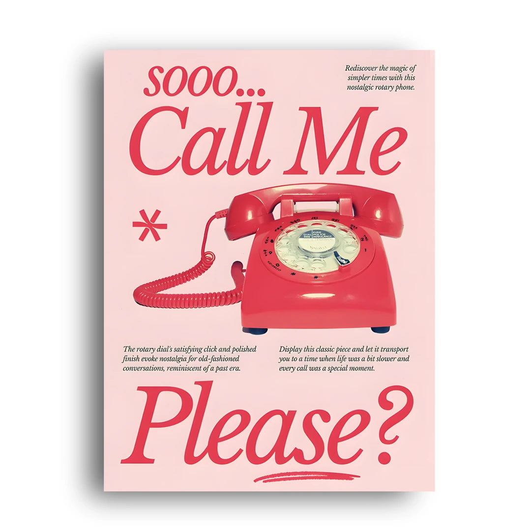 Call Me Please retro poster unframed 350gsm paper