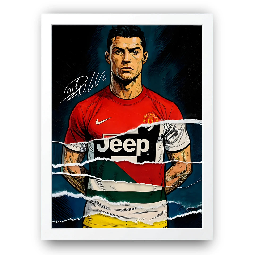 CR7 football legend poster in white frame