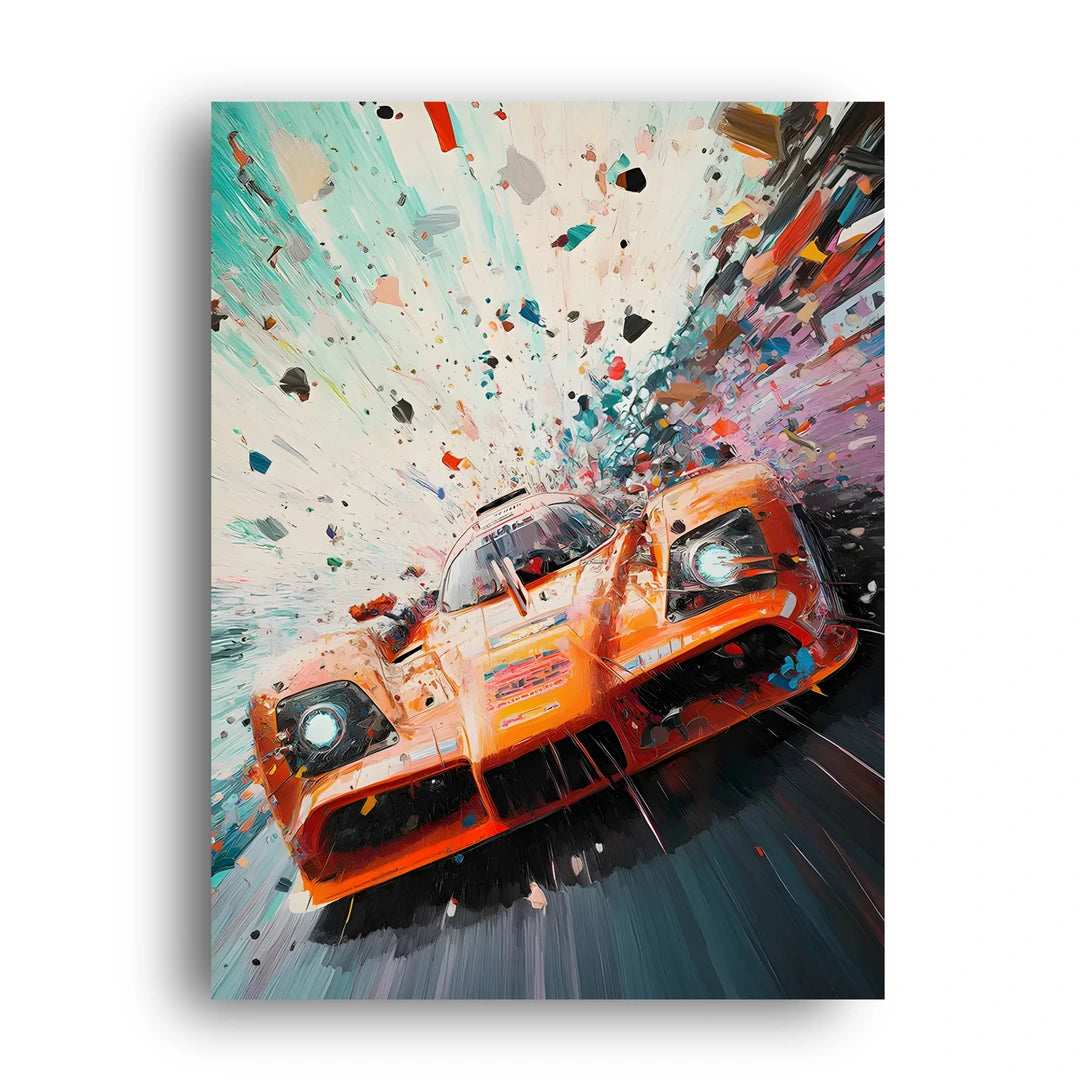 Orange Le Mans car poster unframed 350gsm paper