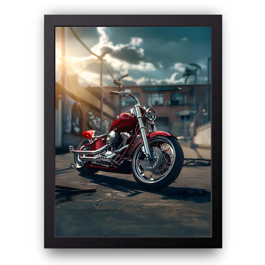 Red Cruiser art poster in black frame