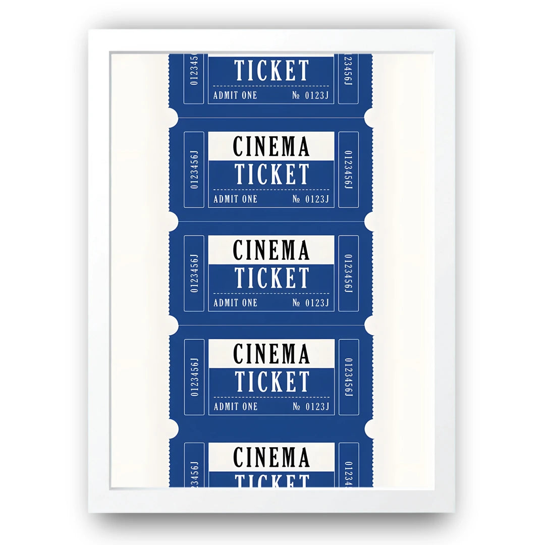 Cinema Tickets retro poster in white frame