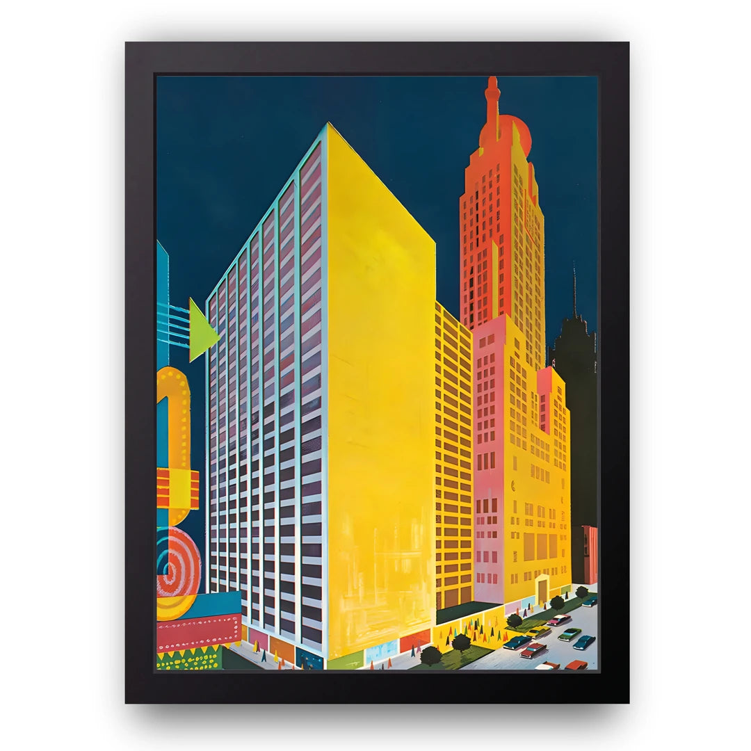 Bright Facades art poster in black frame
