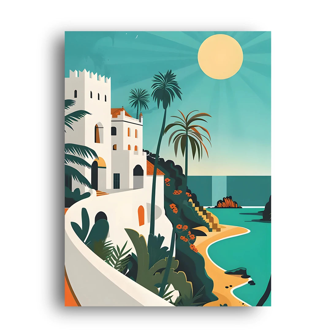 White Villa Coast travel poster unframed 350gsm paper