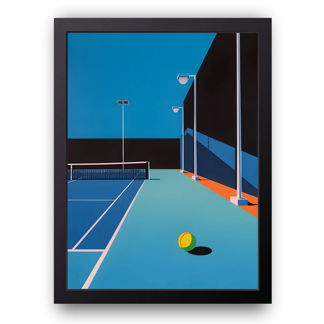 Minimal Tennis Court sport poster in black frame