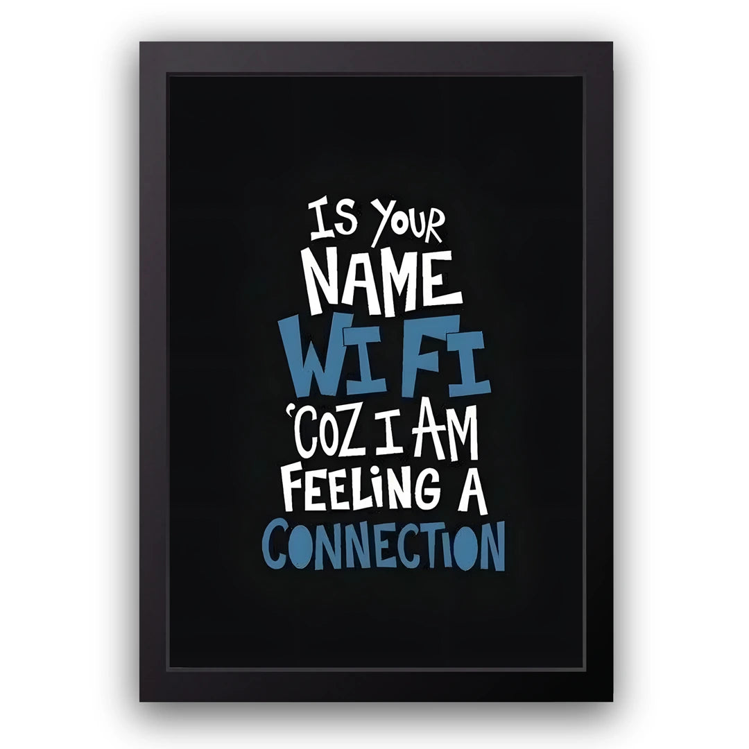 Is Your Name Wifi quote poster in black frame