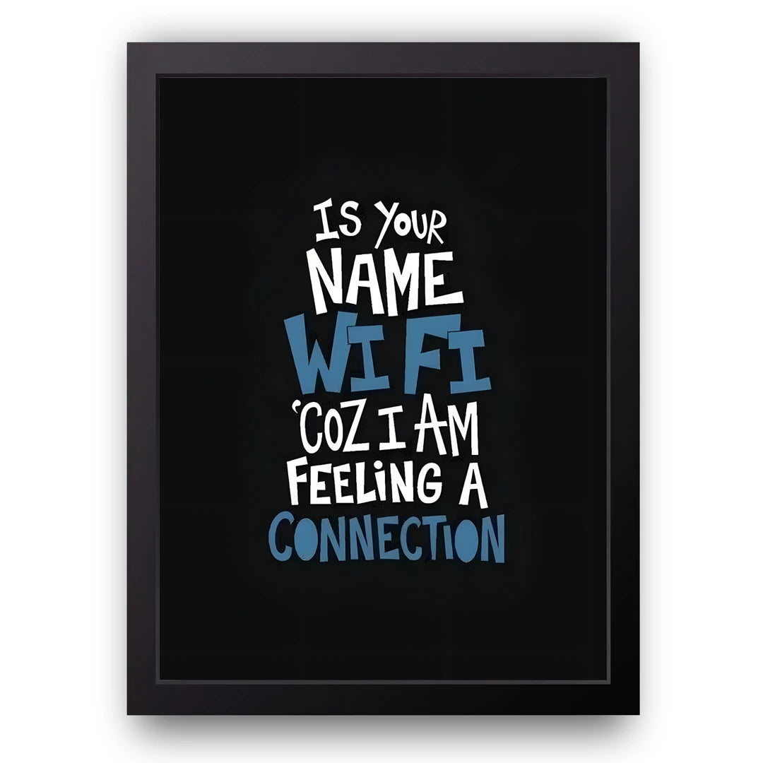 Is Your Name Wifi quote poster in black frame