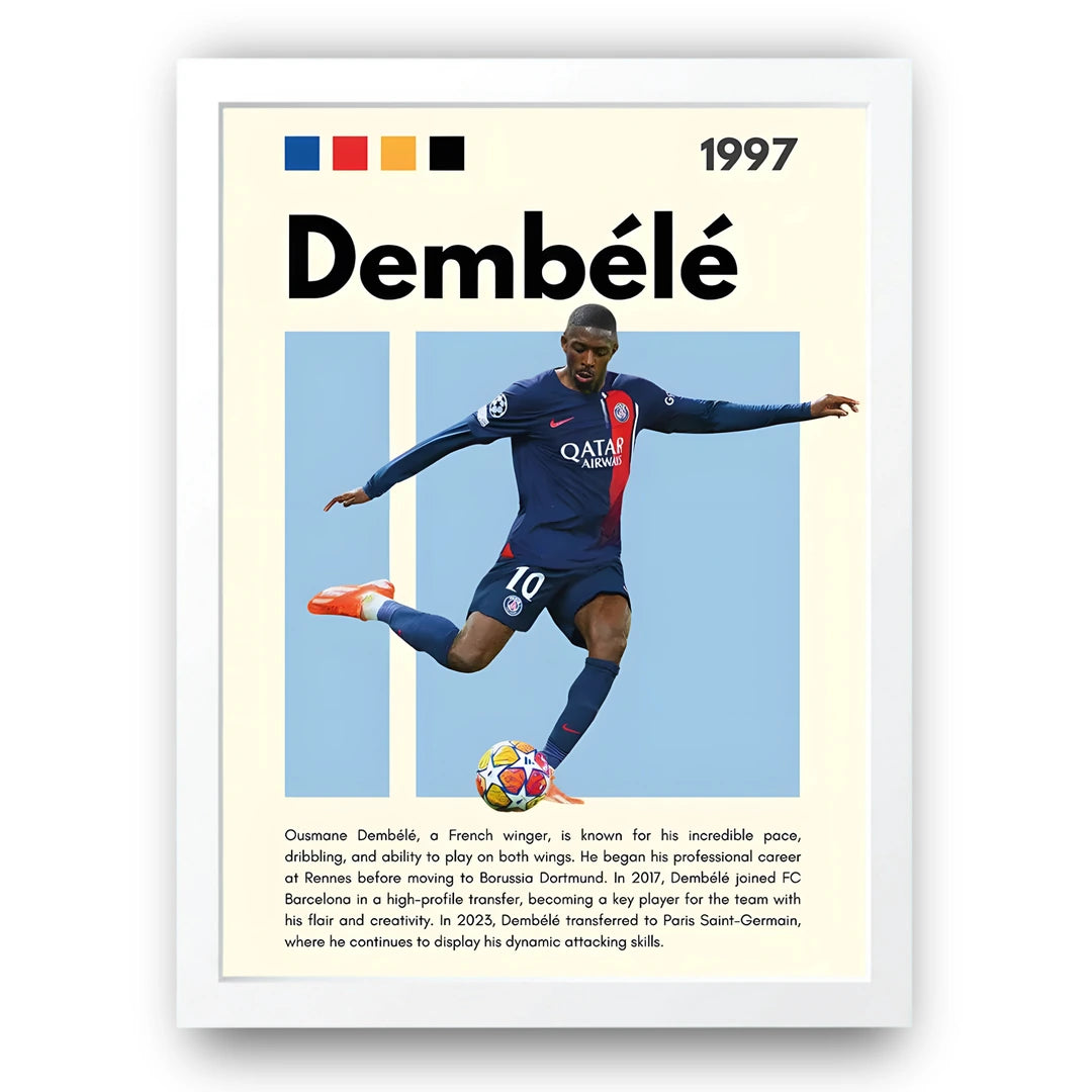 Dembele football legend poster in white frame