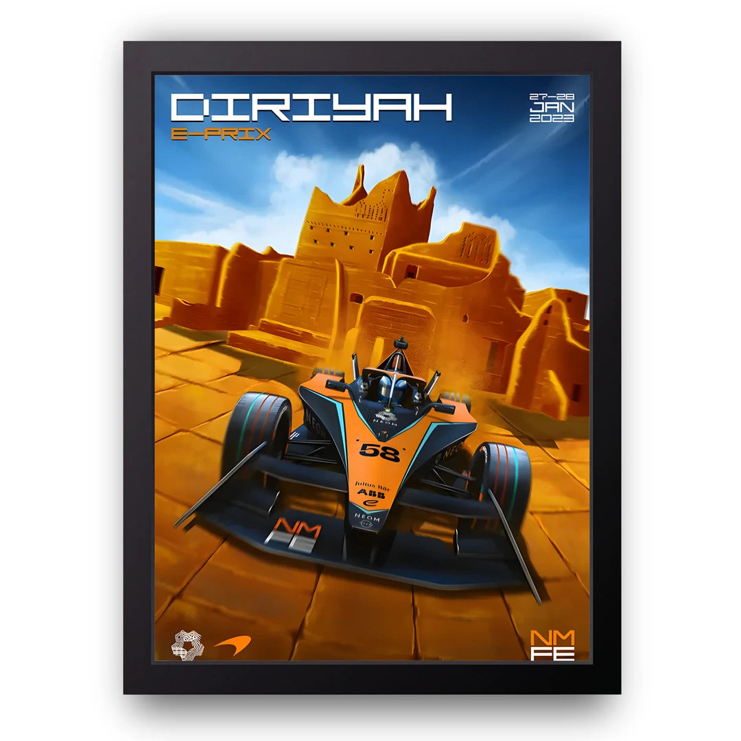 Diriyah E-Prix sport poster in black frame