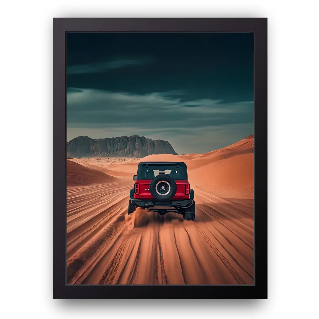 Desert Bronco car poster in black frame