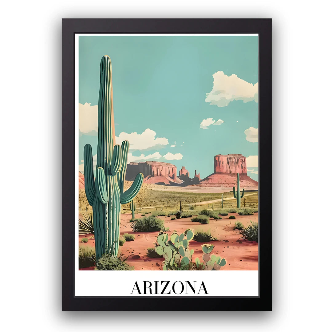 Arizona travel poster in black frame