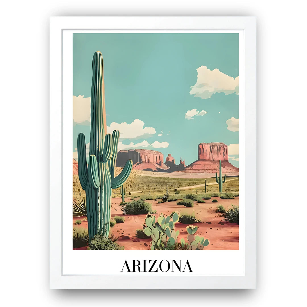 Arizona travel poster in white frame