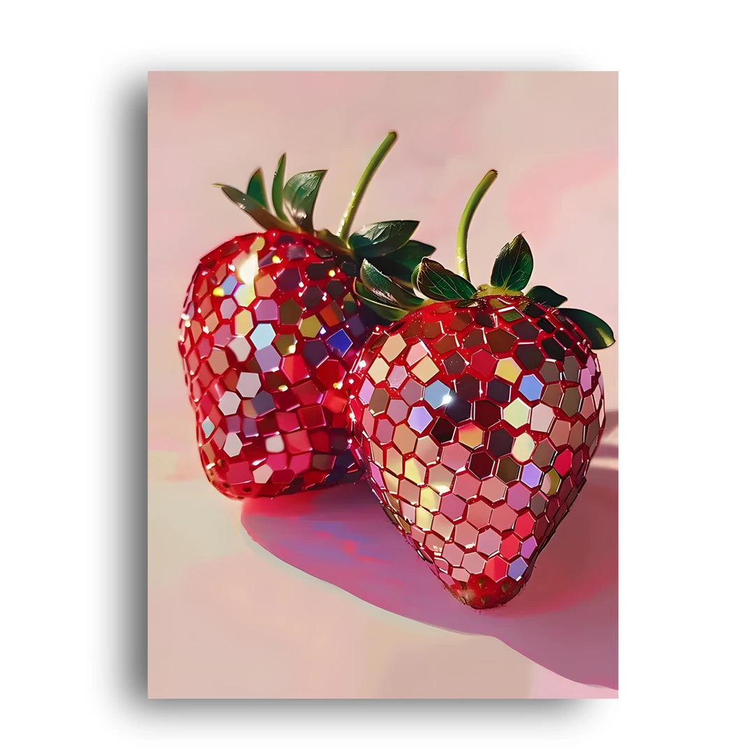 Disco Strawberries art poster unframed 350gsm paper