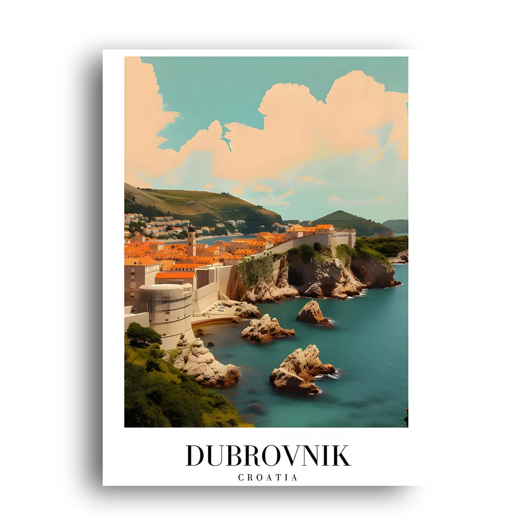 Dubrovnik Walls travel poster unframed 350gsm paper